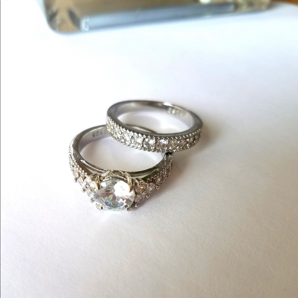 2pc set silver plated rings